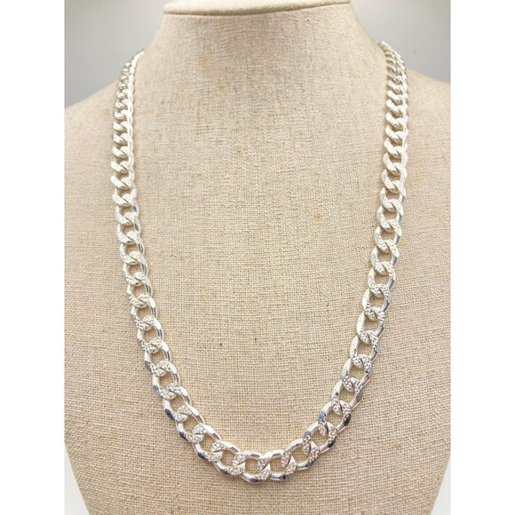 sterling Other - 7.5mm super heavy 925 Italy sterling silver Cuban link chain reversible necklace
